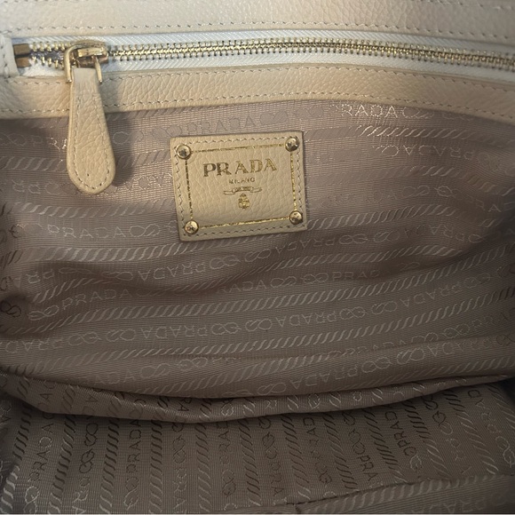 Prada Cream Leather Satchel with Gold Accents - Picture 2 of 4